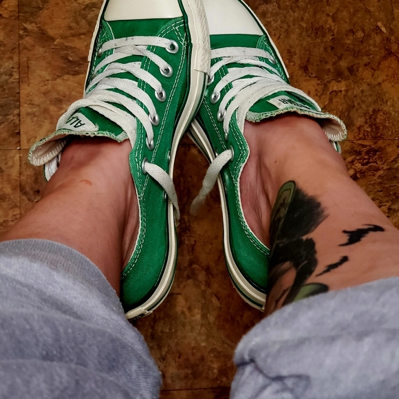 Well Loved Converse All Star Low Top Green Canvas Shoes M5 / W7 - Picture 12 of 16